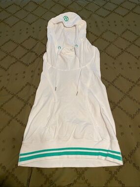lululemon athletica White Sleeveless Hoodie with Green Accents